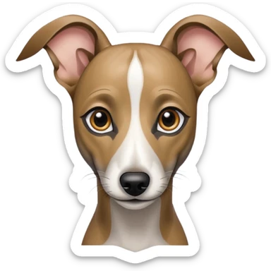 Create a brindle whippet emoji with long Dobby looking ears  sticker