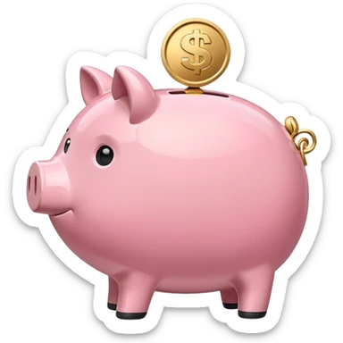 A clean and simple emoji-style icon: A stylized piggy bank with a coin dropping into it from above. Next to or slightly behind the piggy bank, a small shield symbolizing security and protection. Minimal details, rounded shapes, bright flat colors, consistent with standard emoji design. sticker