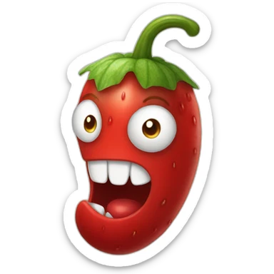 an evil red cucumber with steam coming out of his ears with sticker