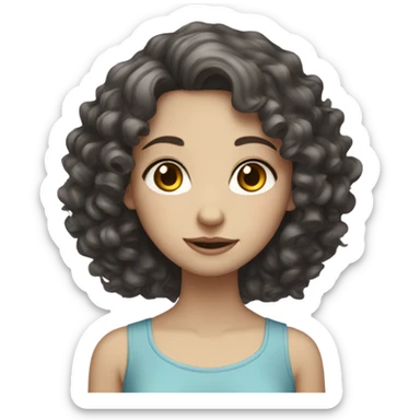 girl with curly dark hair and pale skin sticker