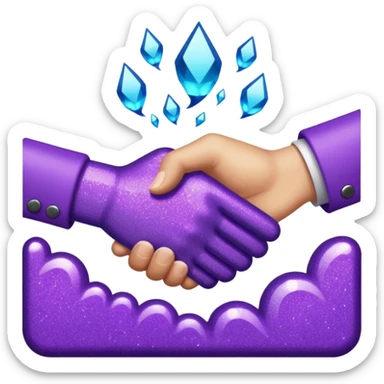 Glitter Purple and Cian handshake sticker