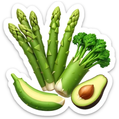 asparagus,avocado, broccoli, garlic sticker