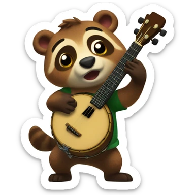 Tom Nook playing a banjo sticker