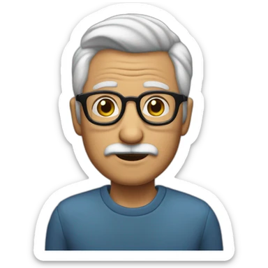 Abuelo,lentes azules, pelo corto, cejas negras y barba corta a sticker
