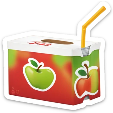 apple juice carton with a straw sticker