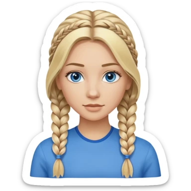 Blonde balayage  With highlights long hair half braids women blue eyes  sticker