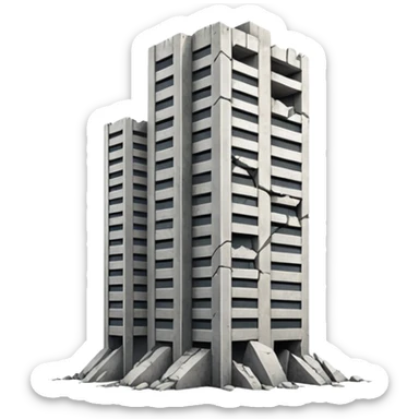 A high-rise building that is cracking and collapsing sticker
