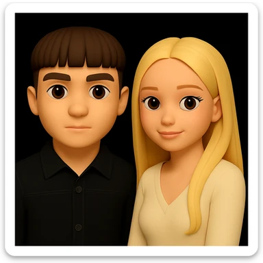 Increase the free space between the guy and the girl, separate them more from each other, keep the 3d-emoji style, and keep everything else unchanged. sticker