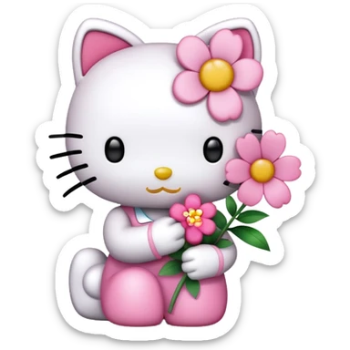 HelloKitty hug flower sticker