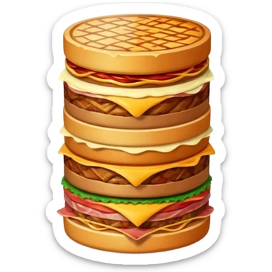 A savory food tower built from stacked meats sticker