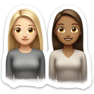 White girl with brown straight hair and Hispanic girl with straight hair lesbian couple  sticker