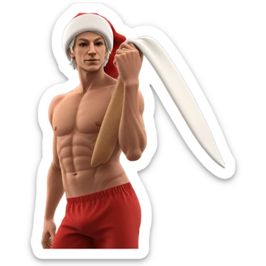 topless boy with santa hat sticker