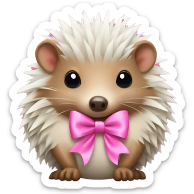Hedgehog with a pink bow sticker