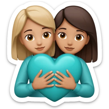 hugging teal heart sticker