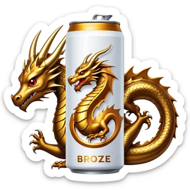 energy drink can with a bronze dragon on it. sticker