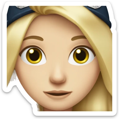 Pale girl with long blonde hair and green eyes in police uniform  sticker