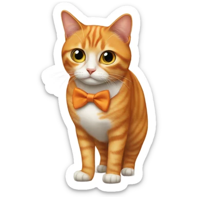 orange cat wearing a bowtie  sticker