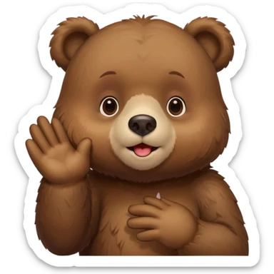 i want a animated bear like dudu the bear sends a kiss with his left hand then right hand sticker