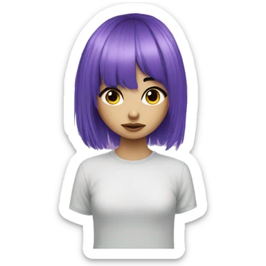 girl with purple hair curtain bangs emo sticker