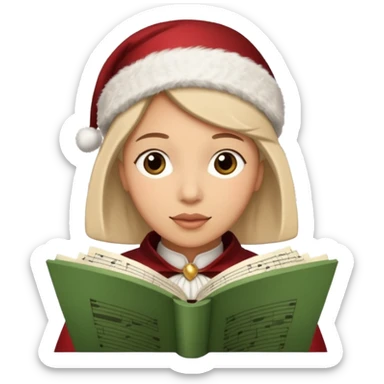 A christmas carol singer with music notes around sticker