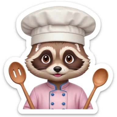 chef pink raccoon sticker