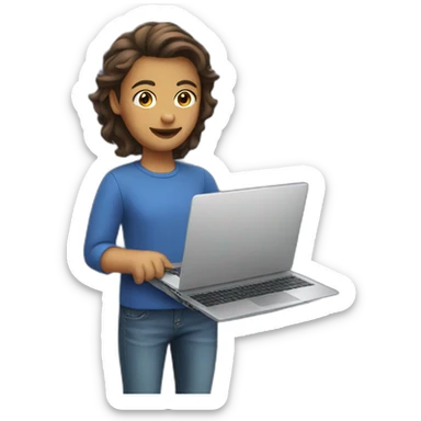 video editor holding laptop sticker