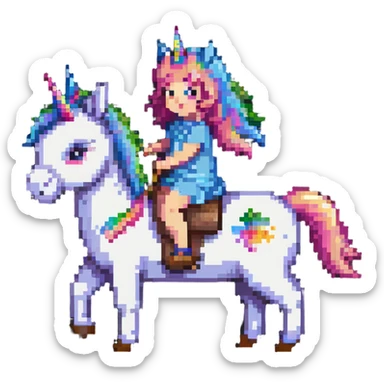 simple cute unicorn riding a donkey sticker