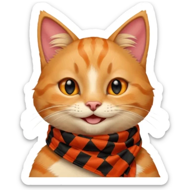 Cat smiling and giving thumbs up, wearing red Checkered Triangle scarf sticker