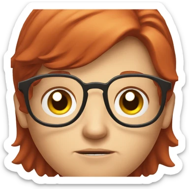 A red-head teacher in glasses is angry sticker