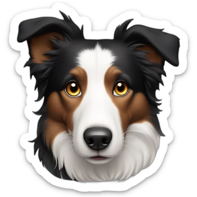 black border collie dog, no white patches, with kind eyes and gentle face sticker