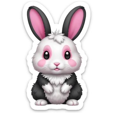 a white and black baby rabbit staying on its four legs sticker