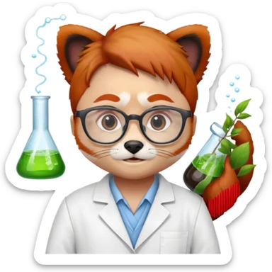 red panda bio-scientist sticker