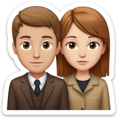 Short white girl with light brown hair next to tall boy with brown hair sticker