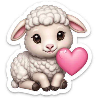 Lamb showing a heart with his hooves sticker