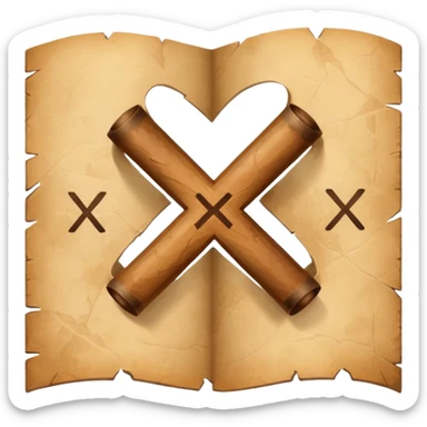 aged parchment map with X mark sticker