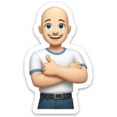 happy bald boy blue-eyed giving thumbs-up no white shirt, just the face and hand sticker