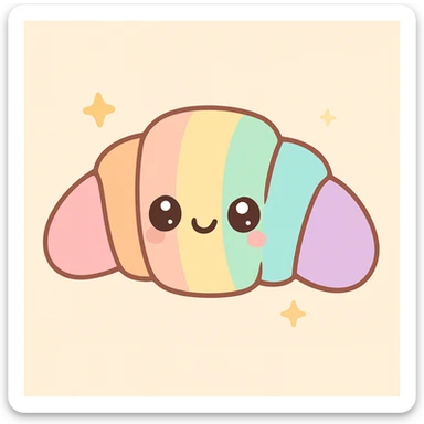 cute cartoon style croissant with rainbow pride colors sticker