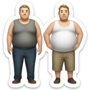 a fat man and a very thin man in full growth sticker