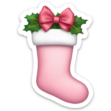  light pink Christmas stocking with bow sticker