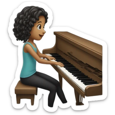 Girl playing piano sticker