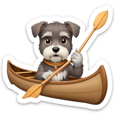 Schnauzer in canoe without paddles  sticker