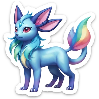 Rainbow crystalic Shiny pastel Nebulae Salandit-Glaceon-Sylveon-Espeon-Vaporeon-Noibat-Fakémon-hybrid-creature (full body)  sticker