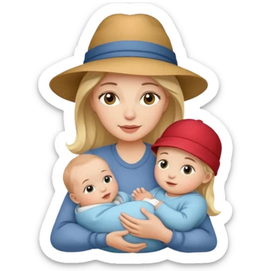 Mother with Hats with her baby sticker
