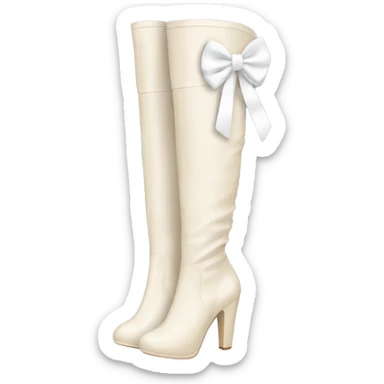 Cream thigh high boots with white bows  sticker