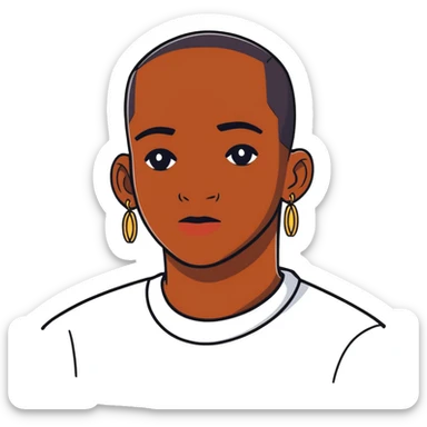 dark-skinned male portrait with earrings sticker