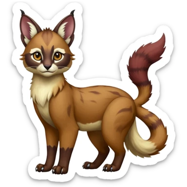 dark fruity white glorious divine exotic cute cool beautiful beautiful fantasy-caracal-civet-genet-sergal-vernid-Gryphon-Cacomistle-Trico-oncilla-animal-Fakémon-hybrid-fursona (full body) sticker