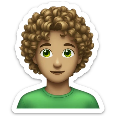 13 years old Boy Green eyes curly hair sticker