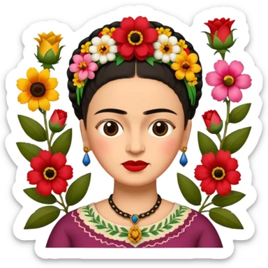 defferent emojis of Frida Kahlo in style of her artworks  sticker