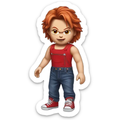 Chucky in a red camisole sticker