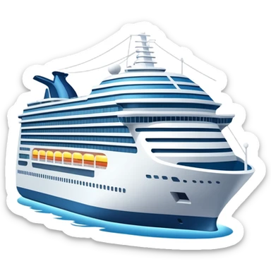 Illustrate a passenger cruise ship with multiple decks & glowing lights. sticker